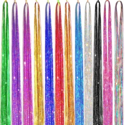 1 Pc Sparkle Shiny Hair Tinsel Hair Extensions Dazzles donna Hippie per intrecciare copricapo strumenti per intrecciare i capelli lunghi 100cm