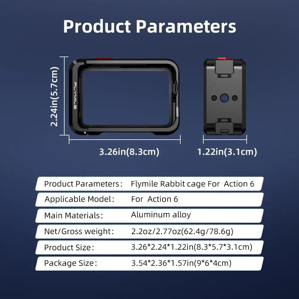 Aluminum Alloy Protective Case Built-in Cold Shoe Quick Release Metal Cage with Lens Cover Camera Frame for DJI Osmo Action 6