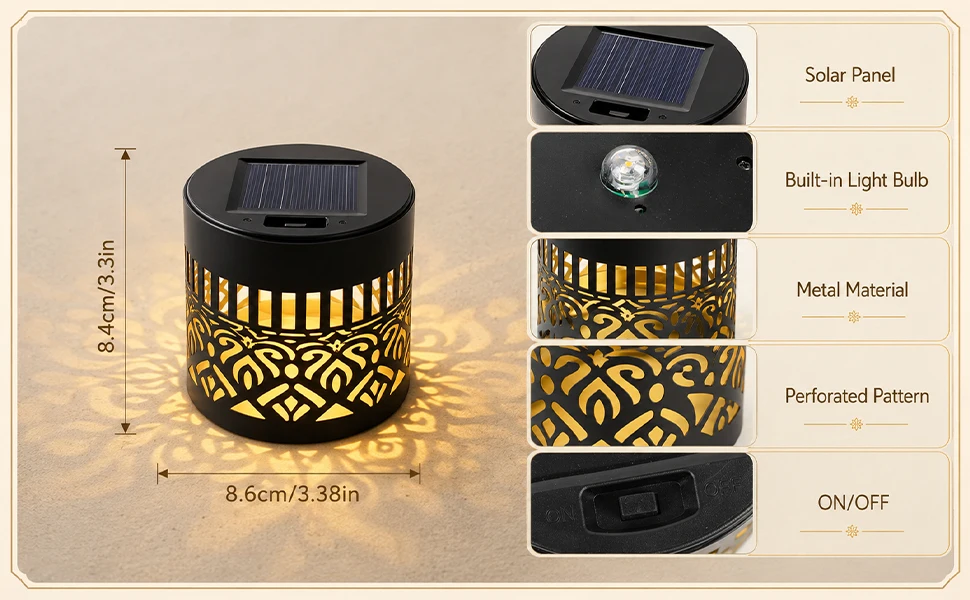 Solar-Diamant-Projektions-Wandleuchten, Wasserdichte LED-Zaunlampe, Kabellose Außendekoration für Garten, Rasen, Veranda und Flur – Detail 5