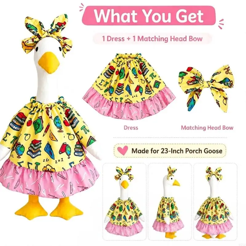 School Season Porch Statue Outfit Set in Polyester Fabric with Coordinated Costume Pieces for Entryway Porch Yard or Garden 87HA