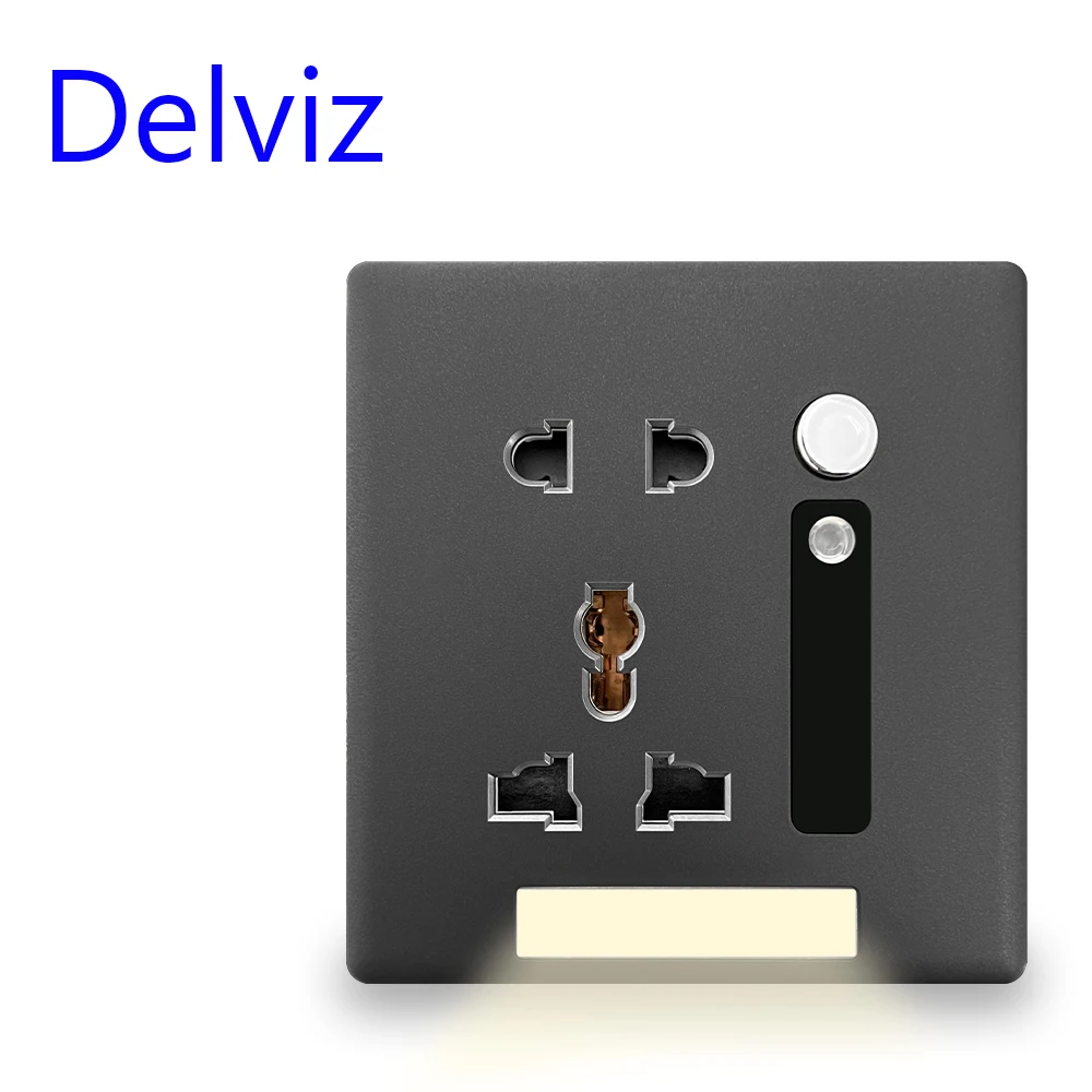 Delviz Wall LED induction Light,AC 110V~250V,10A UK standard power outlet with sense night light, Electric plug universal Socket