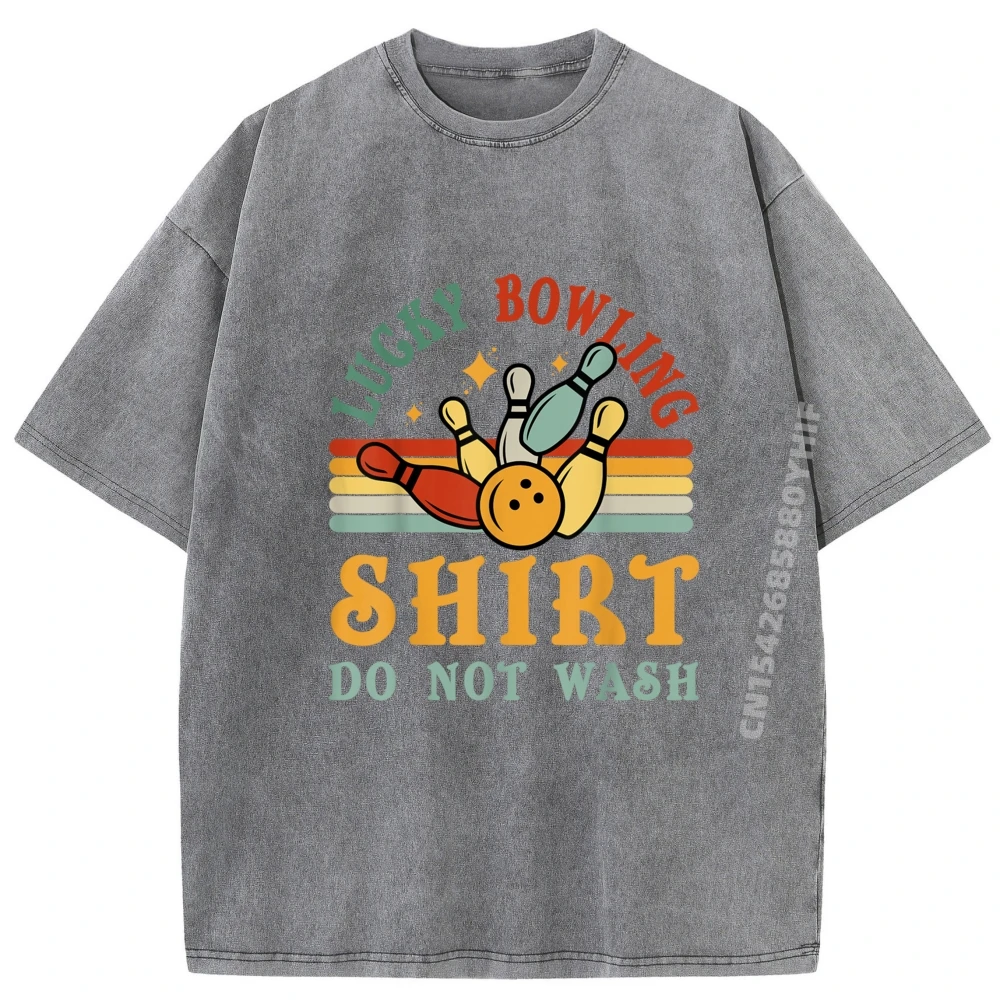 

Cute Woman T Shirts Fashion Short Sleeve Luxury Designer Retro Lucky Bowling Men Bowler Tees Graphic Retro Washed T-shirts
