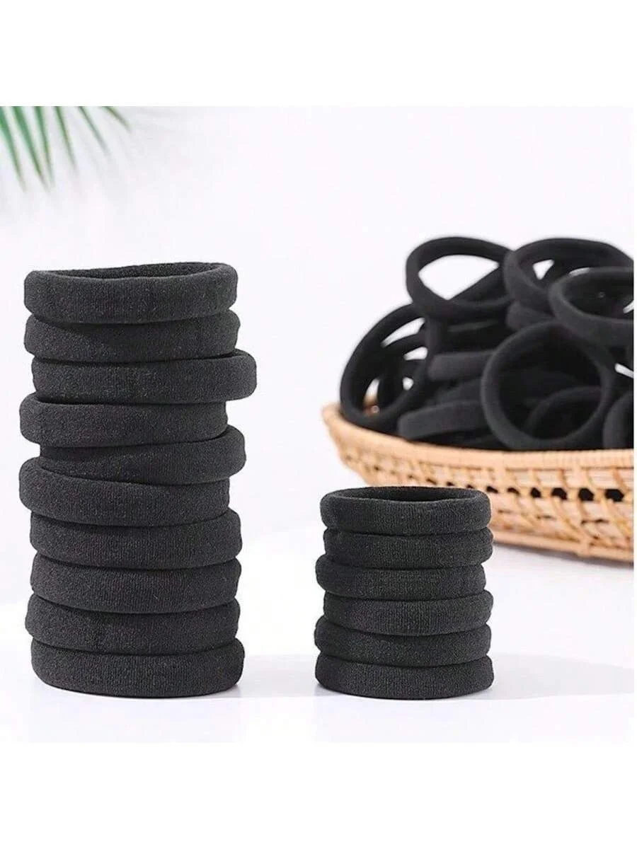 30pcs Black Seamless Hair Ties Bulk, No Damage Elastic Hair Bands for Women, Thick Soft Hair Scrunchies for All Hair Types - Detail 1