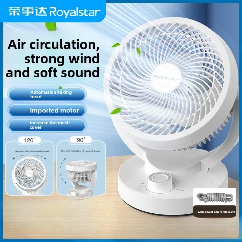 Royalstar Air Circulating Fan Household Silent Desktop Fan Small For Dorm Student Office Desktop Use