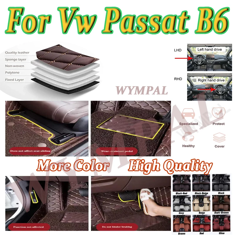 

Luxury Custom Car Floor Mats for VW Passat B6 2005-2011 Eco-friendly Leather Car Accessories Interior Details full set cover