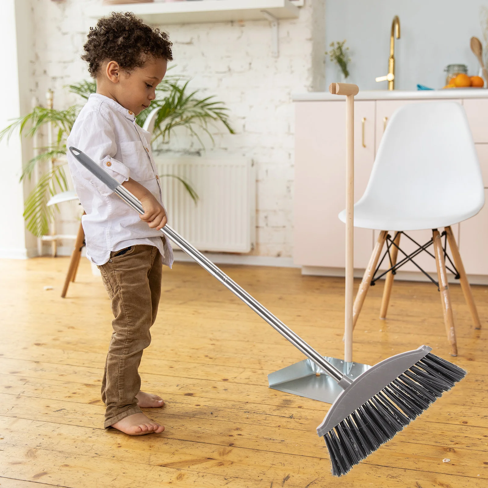 

Room Stainless Steel Broom Home Cleaning Thickened Hygiene (Pink Single Set) Wipes Long Handle Dad Tools