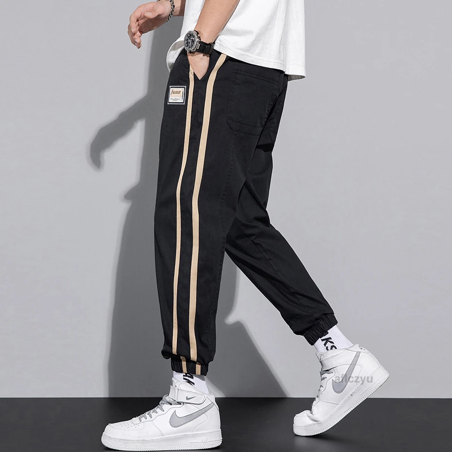 Jogger Pants Men Sweatpants Summer Cool Pants Thin Fashion Casual Ankle-length Pants Elastic Waist
