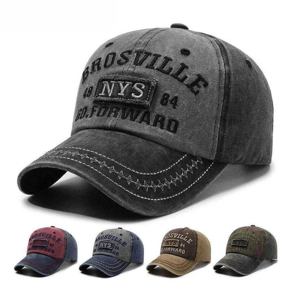 Men Women Vintage Washed Baseball Cap Embroidered Patch Trucker Hat Adjustable Retro Distress Dad Hat Outdoor Sun Protection Cap