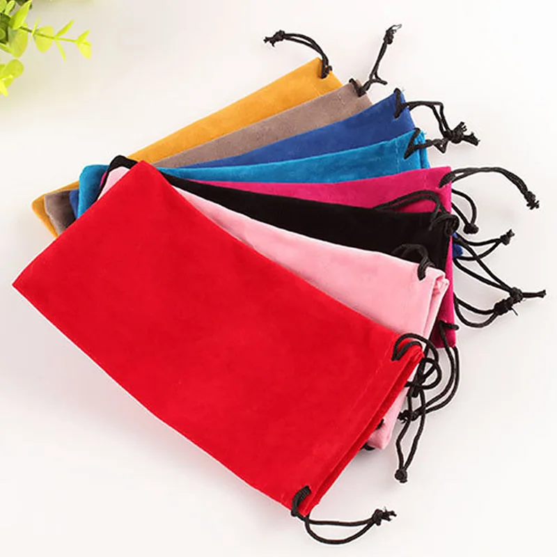 Solid Color Soft Velvet Sunglasses Bag Colorful Portable Drawstring Eyeglasses Pouch Myopia Glass Case Eyewear Storage Accessory