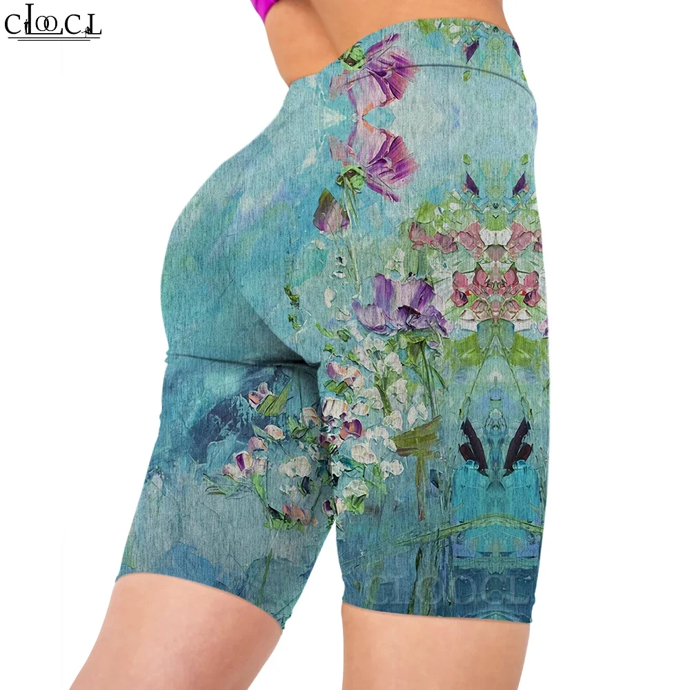 CLOOCL Women Legging Vintage Flowers 3D Printed Shorts Fashion Summer Sexy Pants for Female Gym Workout Sports Push-up