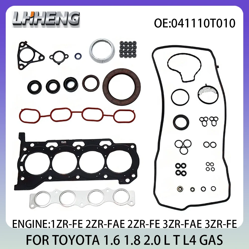 

Engine Full Overhaul Gasket Set For TOYOTA AURIS AVENSIS COROLLA 041110T010 1.6 L T 1.8 L T 2.0 L T L4 GAS 06-19 1.6L 1.8L 2.0L