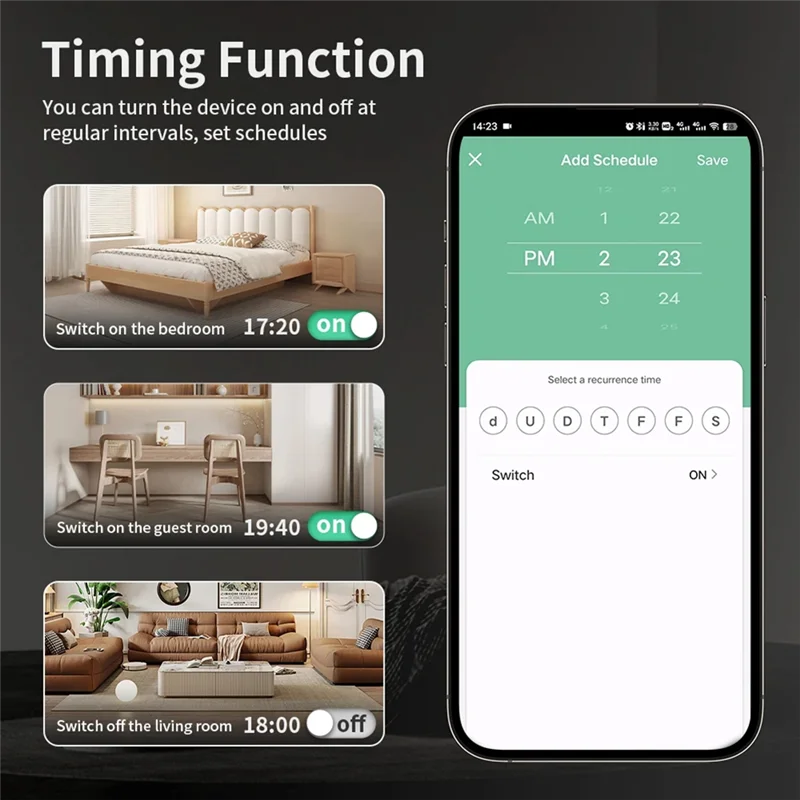 MOPHE-Tuya 63A 2P WIFI Energy Meter Smart Power Circuit Relay Switch, Over/Under Voltage Leakage Current Protector, Kwh