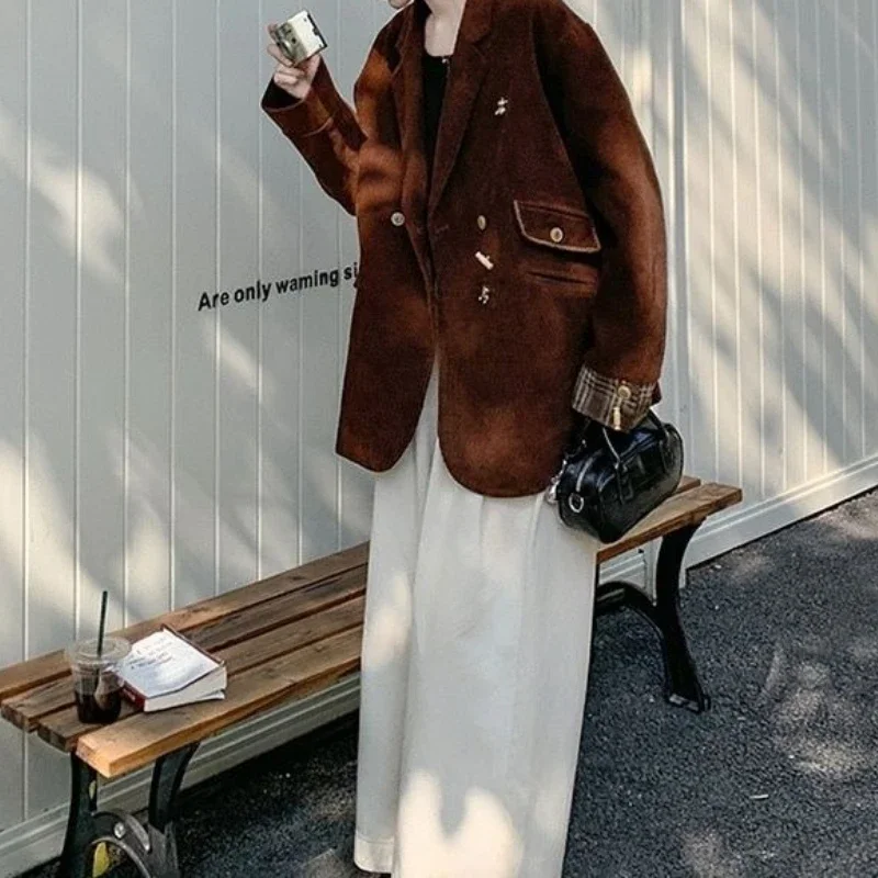 

Brown Corduroy Blazer Women's 2026 New Spring Retro Casual Small Suit Top