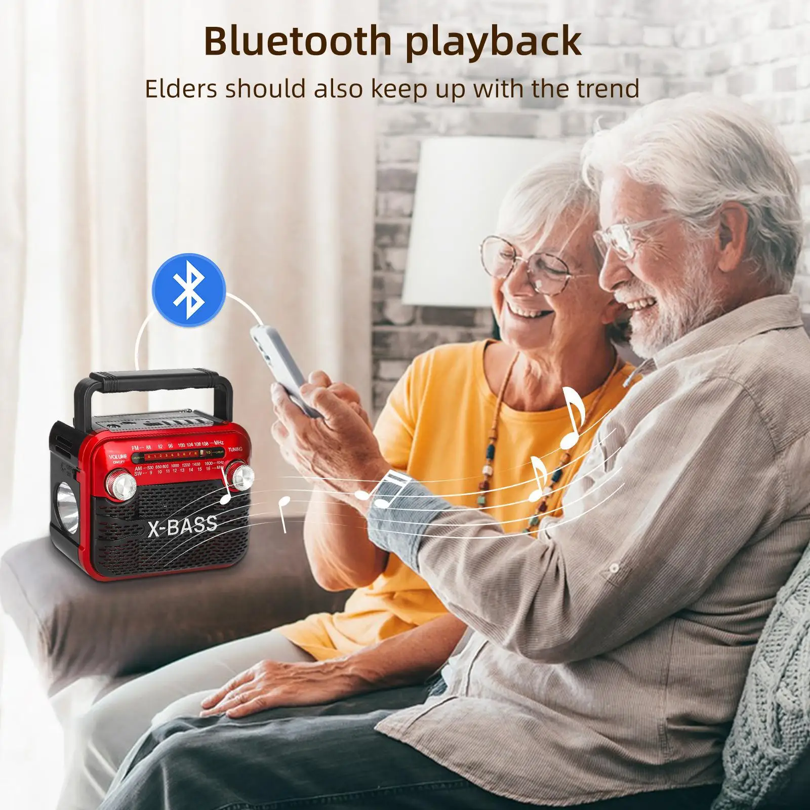 

Multifunctional full-band radio with Bluetooth flashlight can be played with U disk/TF card