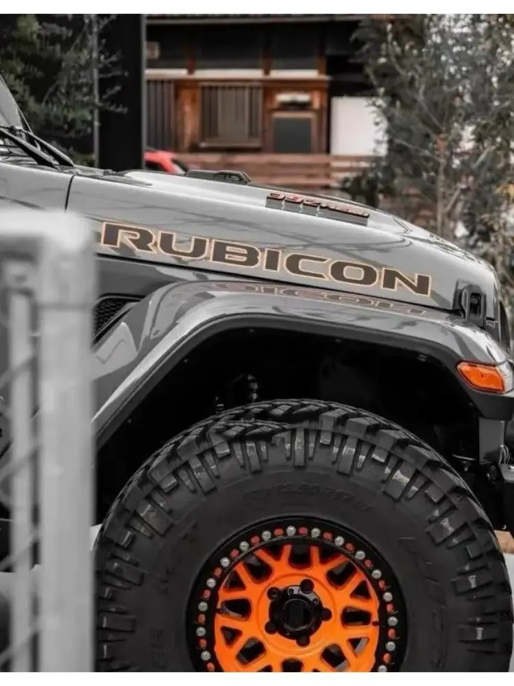 2 SZT. Naklejki na maskę Rubicon, litery, grafika, emblemat na Jeep Wrangler JK JL JT 2007+ — 2
