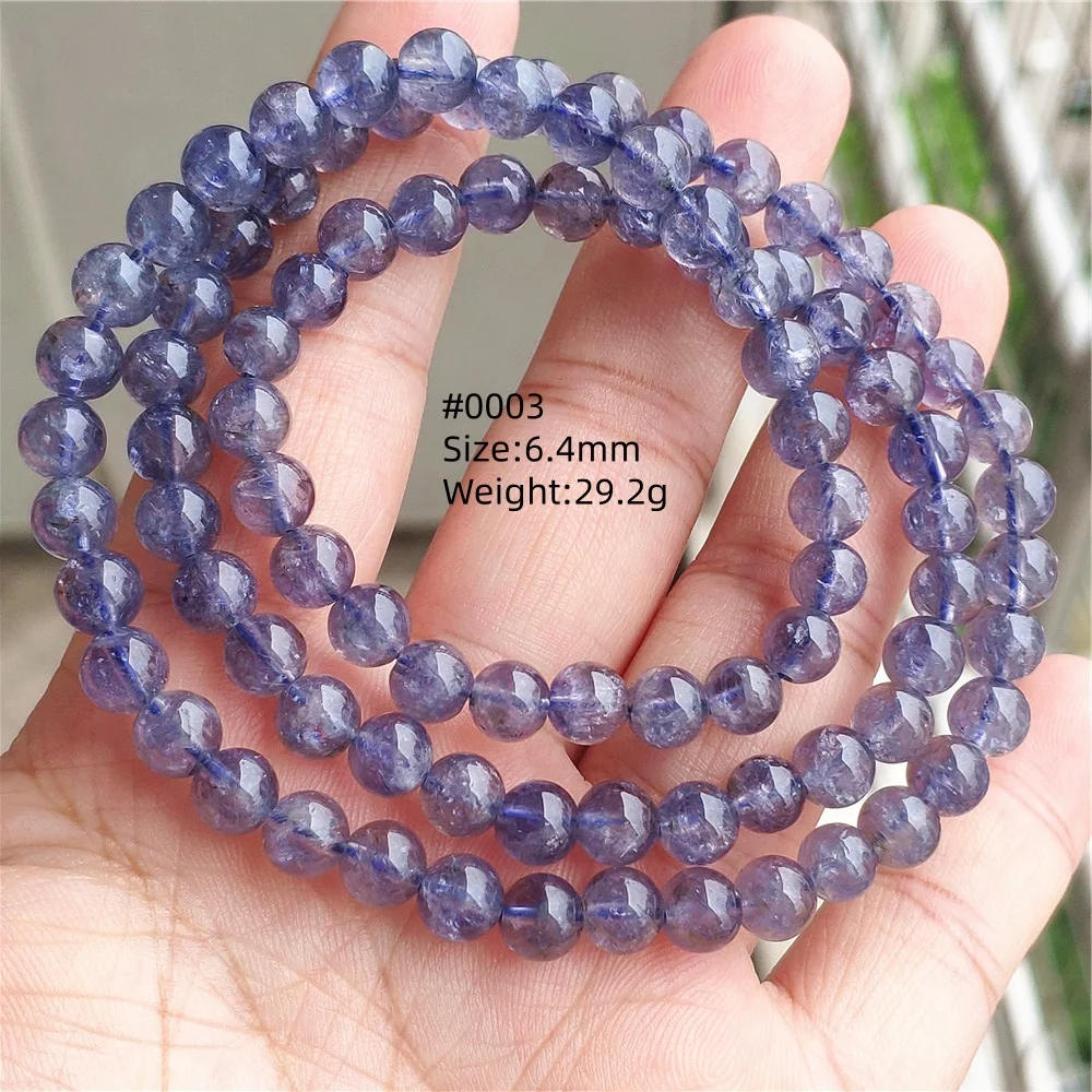 Natural Blue Dichroite Cordierite Iolite 3 Laps Bracelet Women Iolite Crystal Bead AAAAA