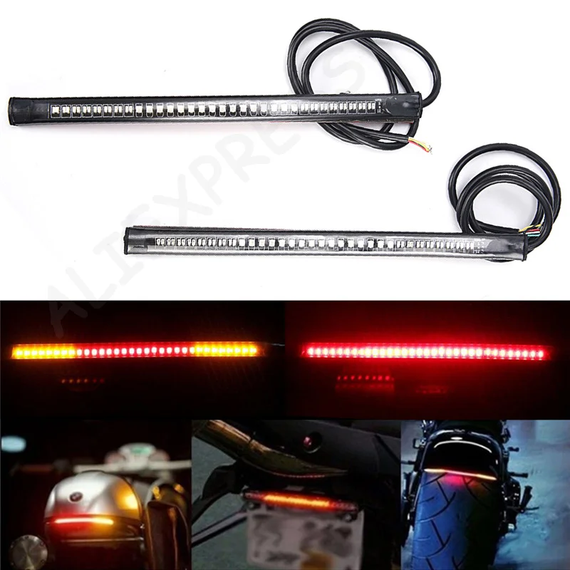 [G]New 48 SMD LED Motorcycle Motorbike Tail Brake Stop Turn Signal Strip Stop Light