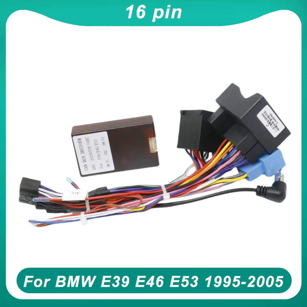 Car Radio Canbus Box Decoder For BMW E39 E46 E53 1995-2005 Harness Wiring Cables 16PIN Wiring Harness Plug Power Cable Android