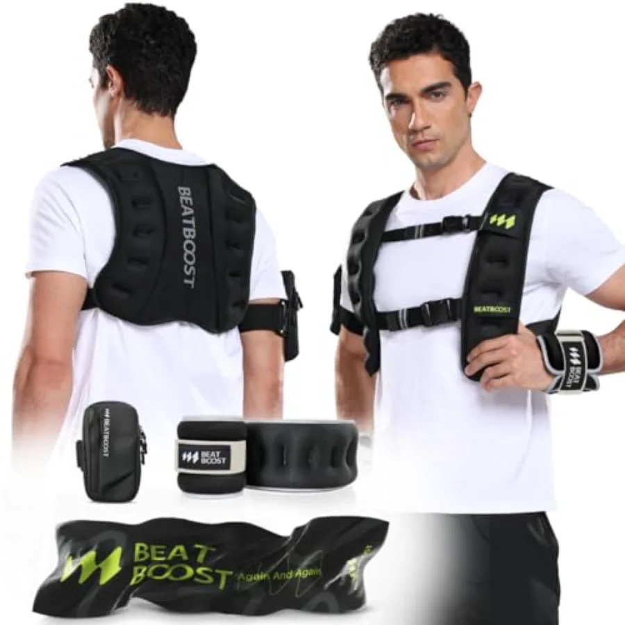 

Weighted Vest for Men 10lb-40lb Ironsand-Filled Fitness Training Vest for Strength Running Walking Workout in Black
