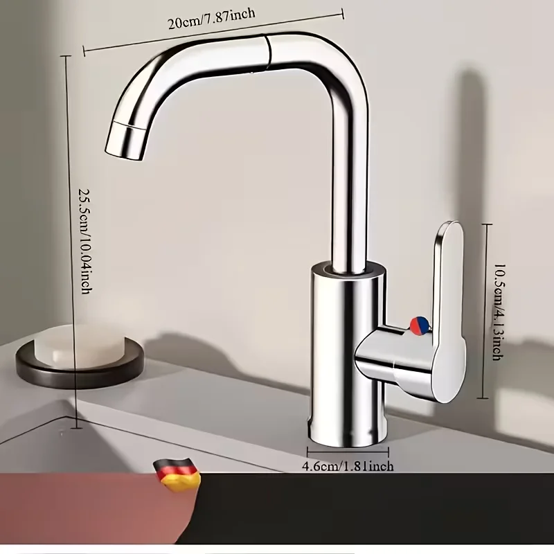 Stainless Steel Swivel Faucet Set 360-Degree Rotating Bathroom Sink Faucet with Separate Hot And Cold Control Built-In G1/2 in