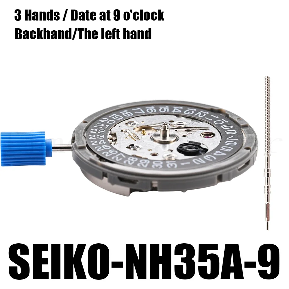 Japanese Seiko NH35A Movement NH35 Black Left Hand at 9 o\'clock Date Wheel 24 Jewels Automatic Chaining High Precision Movement