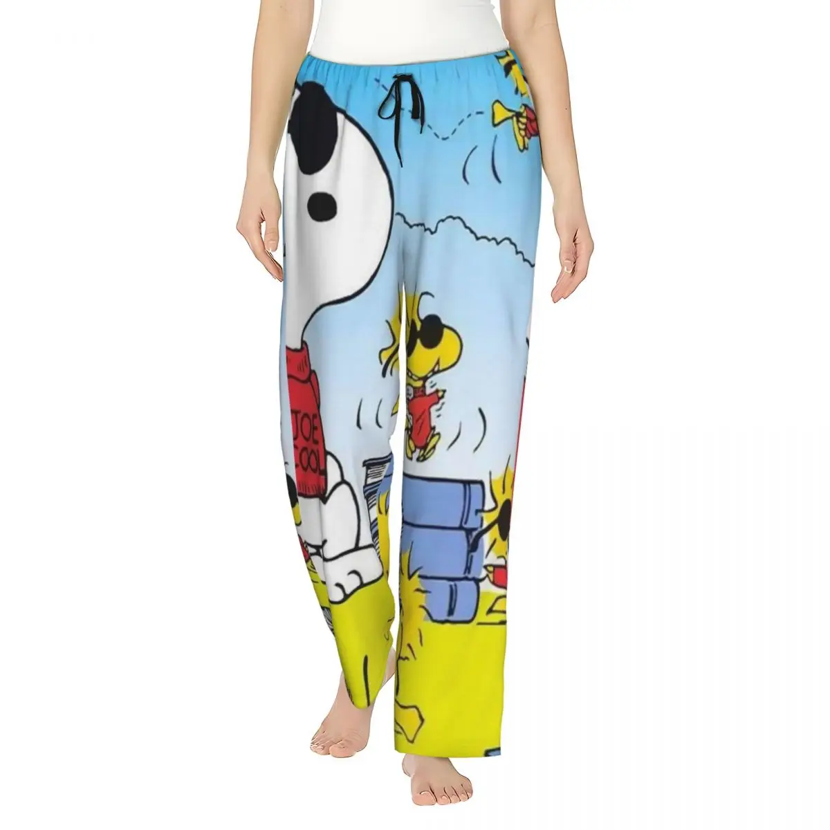 

Custom Cartoon Snoopy Woodstock Animation Pajama Pants Women's Lounge Sleep Stretch Sleepwear Bottoms with Pockets