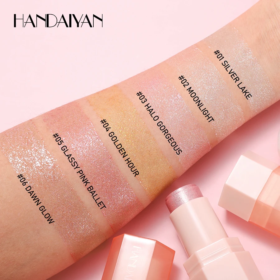 6 kleuren Jelly Highlighter Stick Verhelderende huidskleur Contouring Natuurlijke Stereo Concealer Blush Gezicht & Lippen Multifunctionele Stick