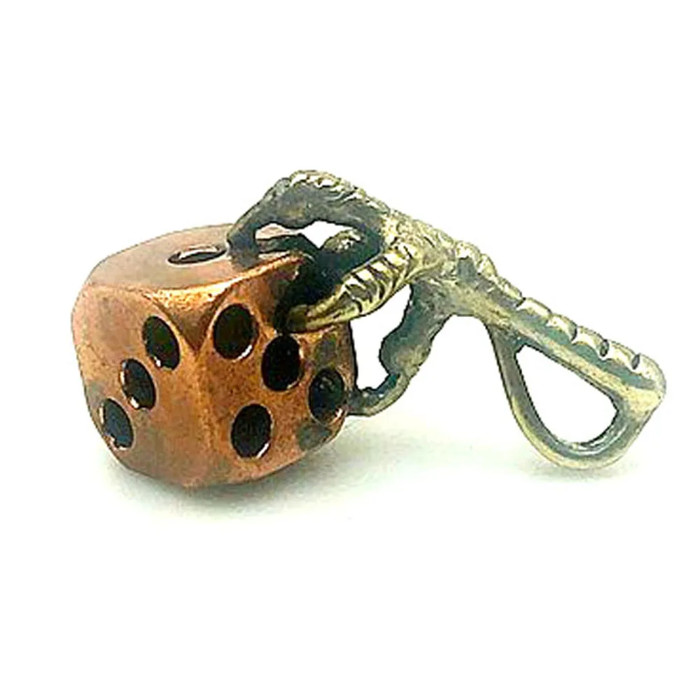 Copper Dice Keychain EDC Brass Claw Key Ring Outdoor Tool Accessories DIY Pendant