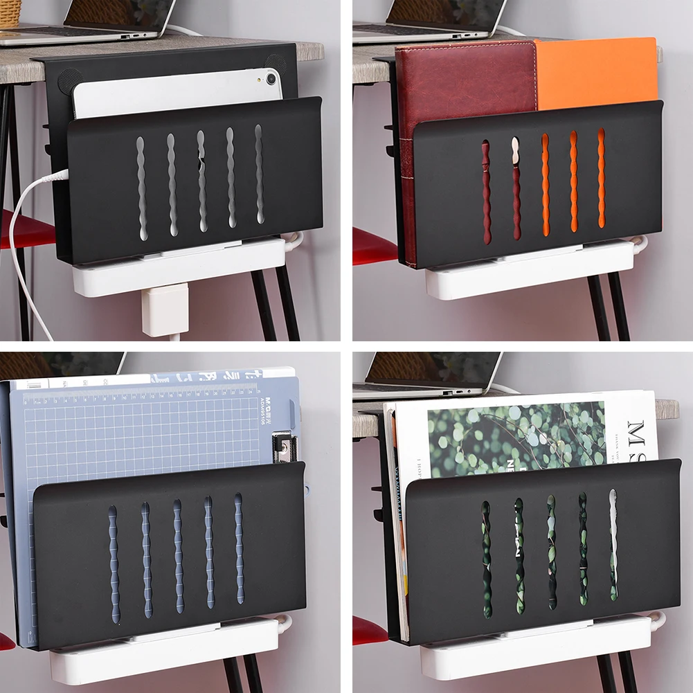 

Desk Side Storage Organizer No Drill Under Desk Laptop Holder with Pen Holder Clamp on Desk Shelf for Office and Home