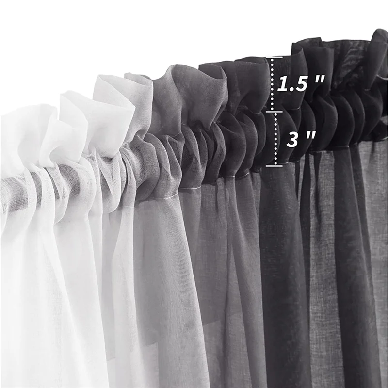 Tende trasparenti Black Shadow 52 x 96 pollici 2 pannelli Tende sfumate bianche e nere Tende in voile semitrasparente testurizzate