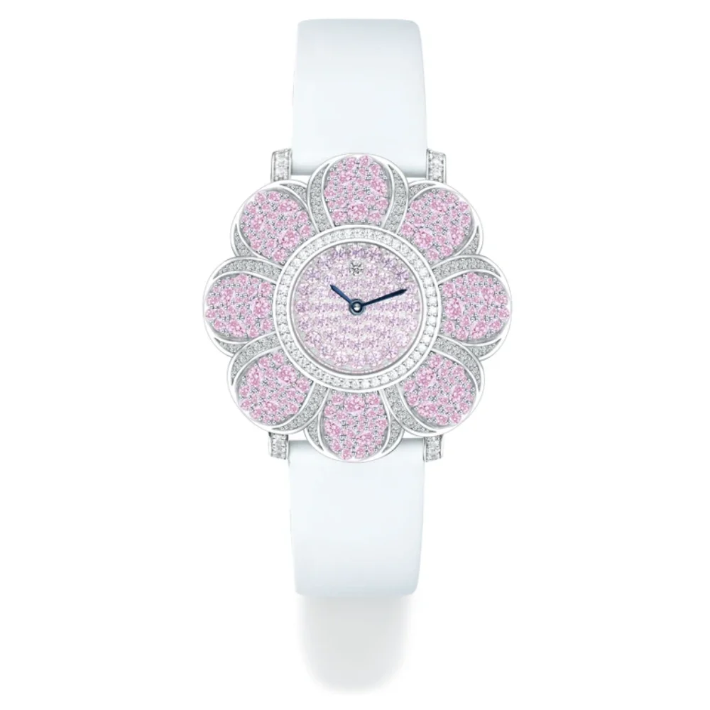 Bellux Designer Original Fashionable Sweet Girls Like Jewelry Watch Light Luxury Belt Pink Flower Fine Watches