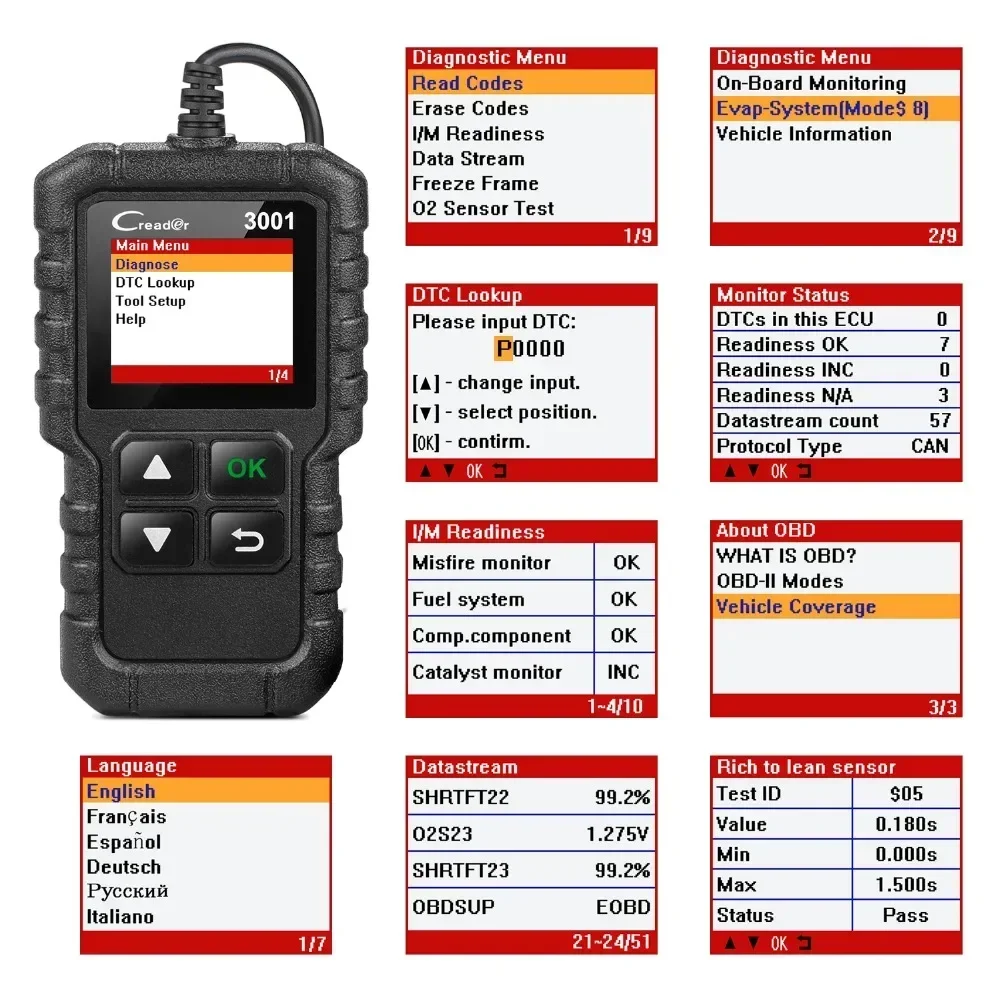 

Диагностический сканер Launch X431 Creader 3001, инструмент для считывания кодов obd2, сканер OBDII CR3001 для отключения двигателя, бесплатное обновление pk ELM327