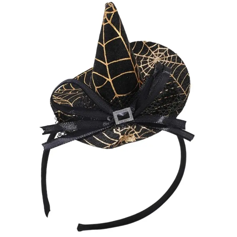 

652F Mysterious Witch Hat Hairband Hair Accessory For Adults Kids Halloween Cosplay Event Festival Dressingup Headpiece