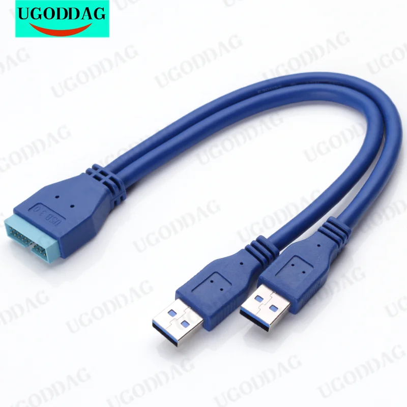 

2 порта USB 3,0 A папа к 20-контактному разъему материнской платы папа Y-образный удлинитель адаптер USB Удлинительный кабель для ПК