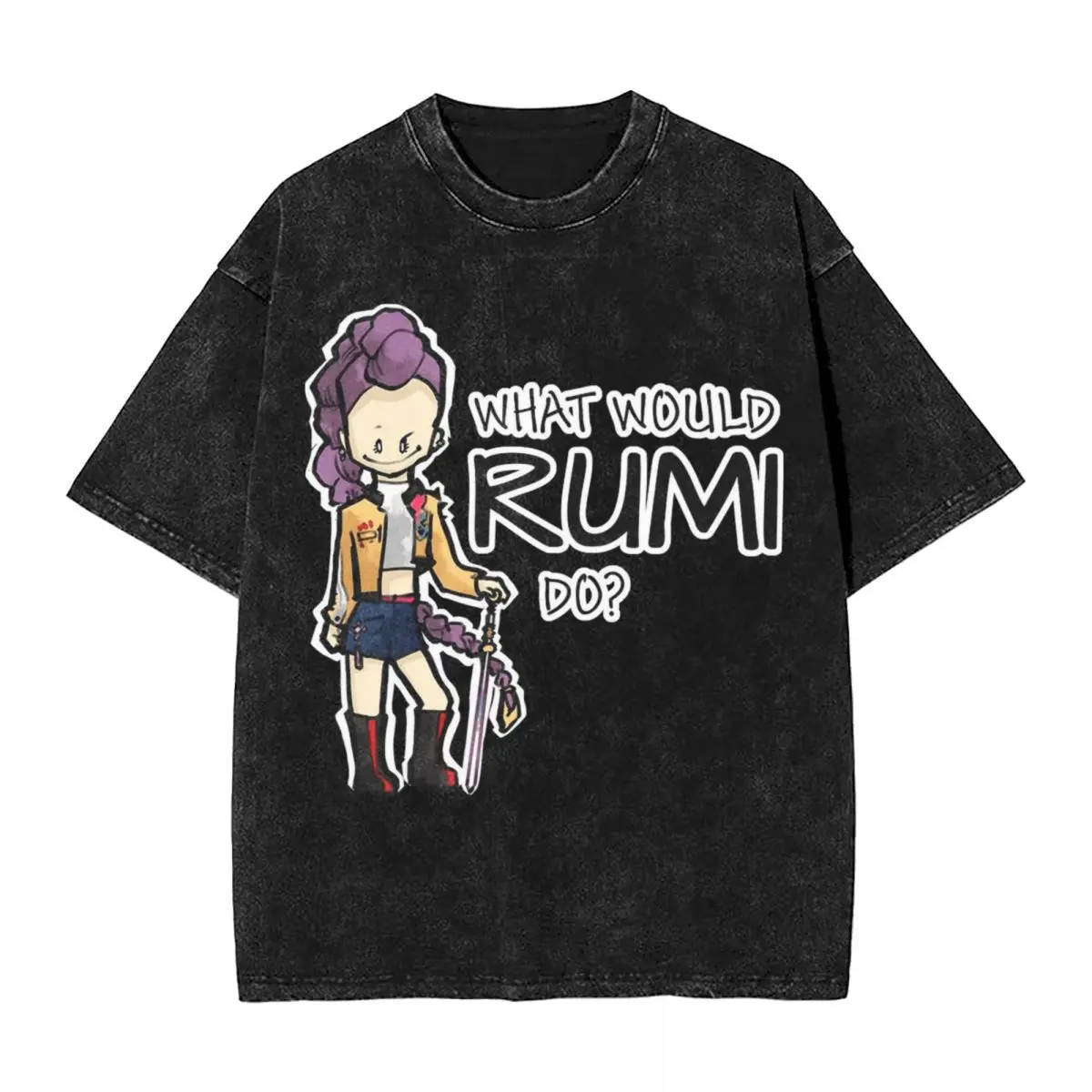 

Kpop Demon Hunters What Would RUMI Do T Shirt Summer Street Style T-Shirts Cotton Tee Shirt For Male Short-Sleeve Design Tops