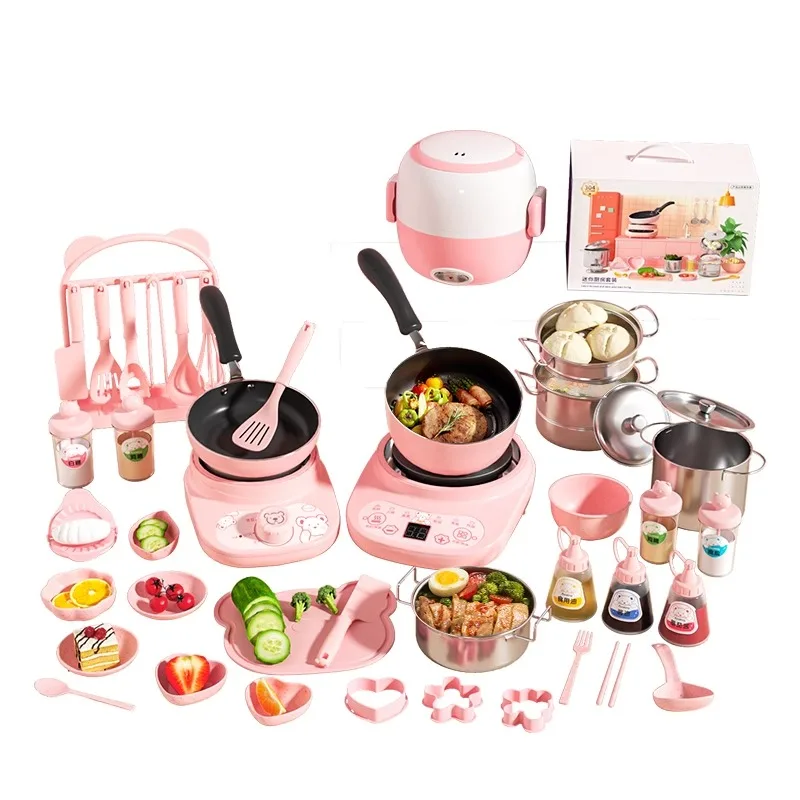 

Children's Mini Kitchenette Real Cooking Full Set of Kitchenware Girls Toy Set New Year's Birthday Gift