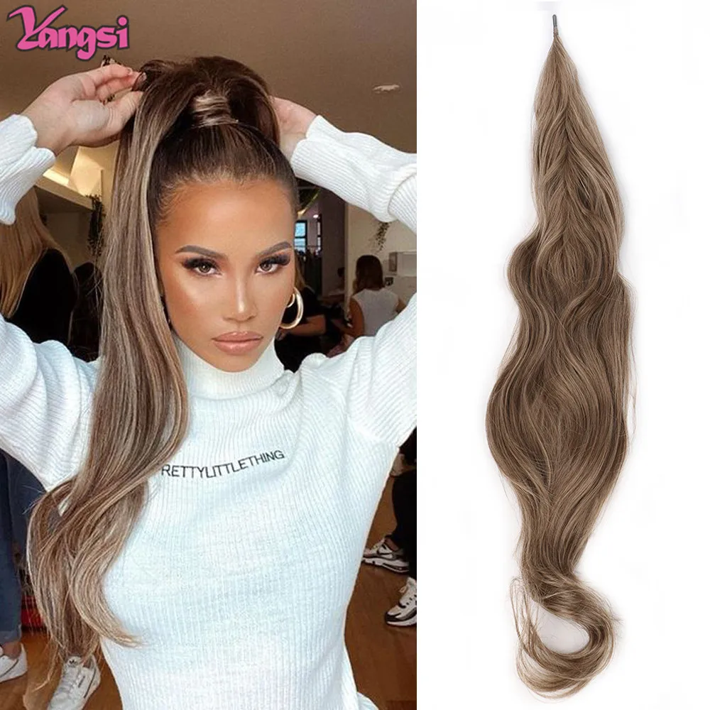 

32" Flexible Wrap Around Ponytail Hair Extension Long Curly Synthetic Ponytail Wavy Pretty Hair Ponytails Hairpieces For Women