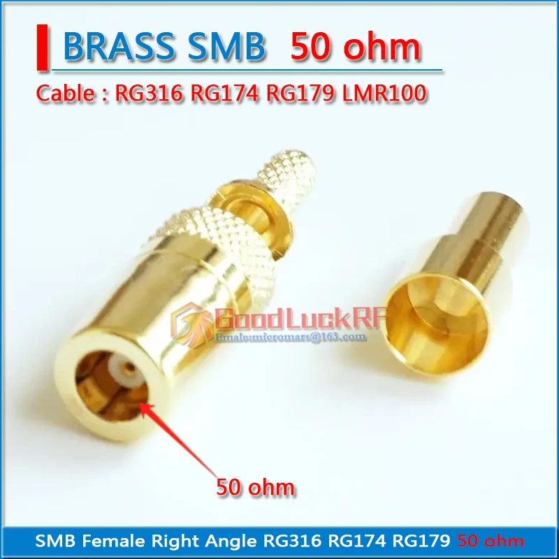 SMB Female plug Window Crimp For RG316 RG174 RG179 LMR100 Cable 50 ohm Brass Straight Coax RF Connector Adapters