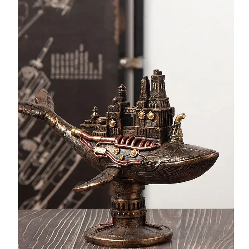 Tiefsee mechanische Fisch Wal bunte Harz Statue Ornament Steampunk Stil Home Dekoration dekorative Handwerk