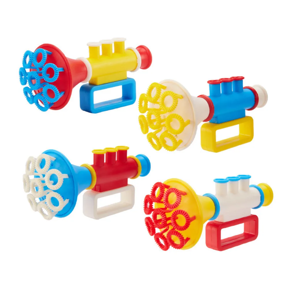 子供用多穴バブルガン、新しい6穴バブル吹きおもちゃ、男の子と女の子のための楽しい屋外遊び、バブルメーカーマシン