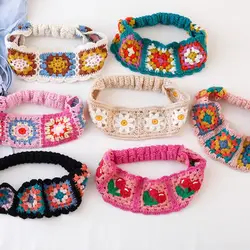 Flower Knitted Headband Colorful Pastoral Ethnic Style Hair Band Beach Headwear Girl Hair Accessories Women Hair Scarf Girls