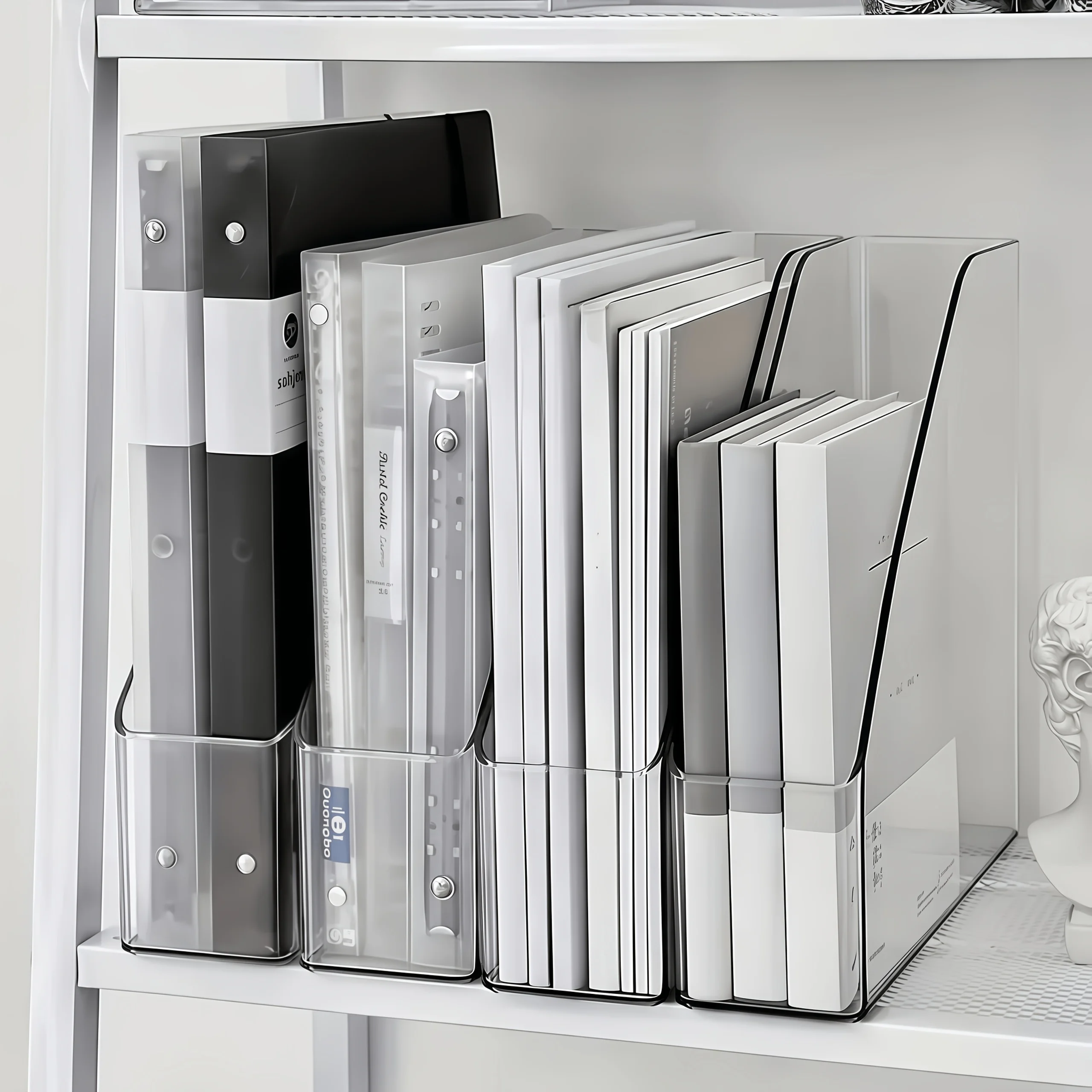 Acrylic Bookshelf Transparent Folder Desktop File Organizer Multifunctional Office Supplies Stationery Storage Shelf  Space Save