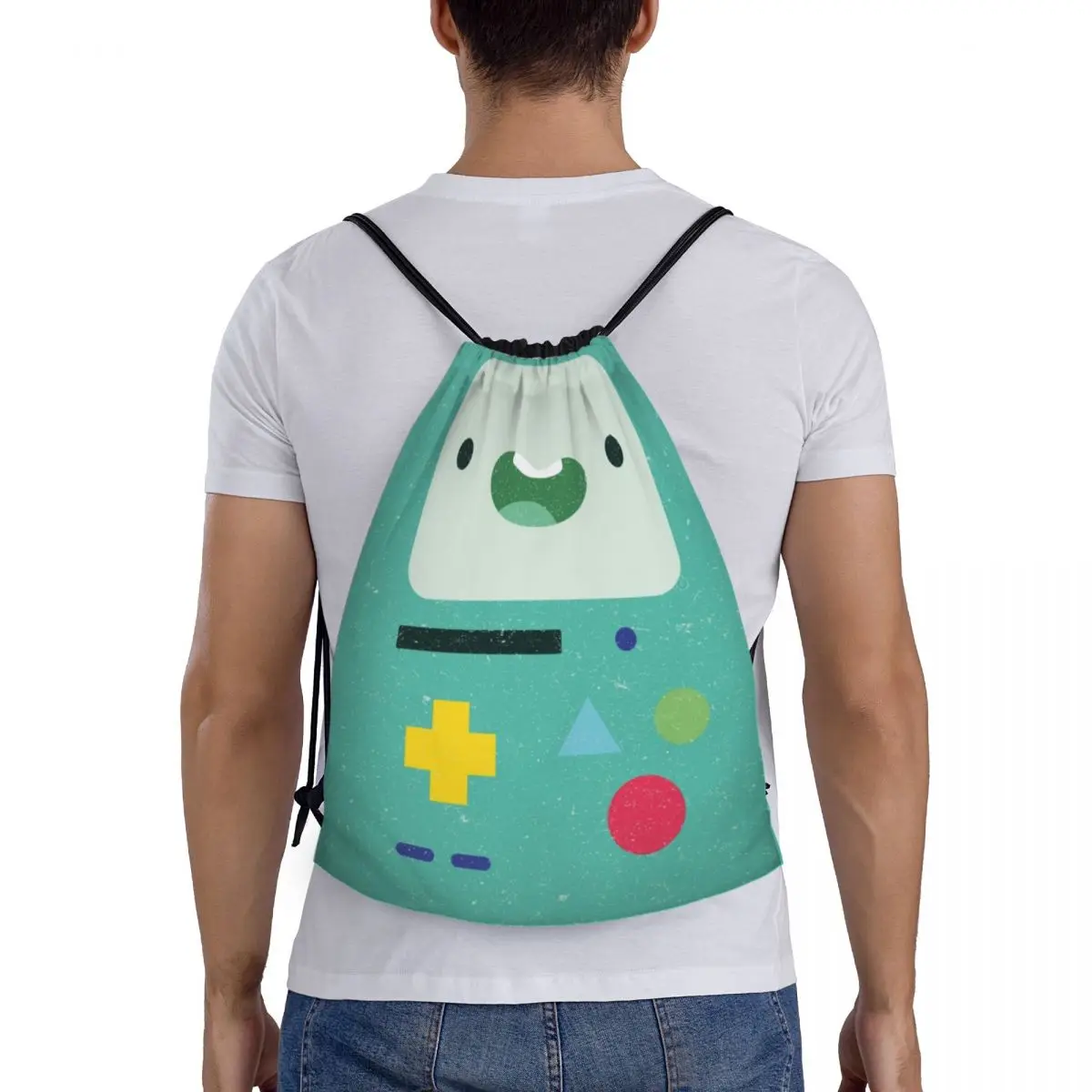 

Adventure Time Anime BMO Backpacks Casual Portable Drawstring Bags Shoes Bag Book Bags For Man Woman Students