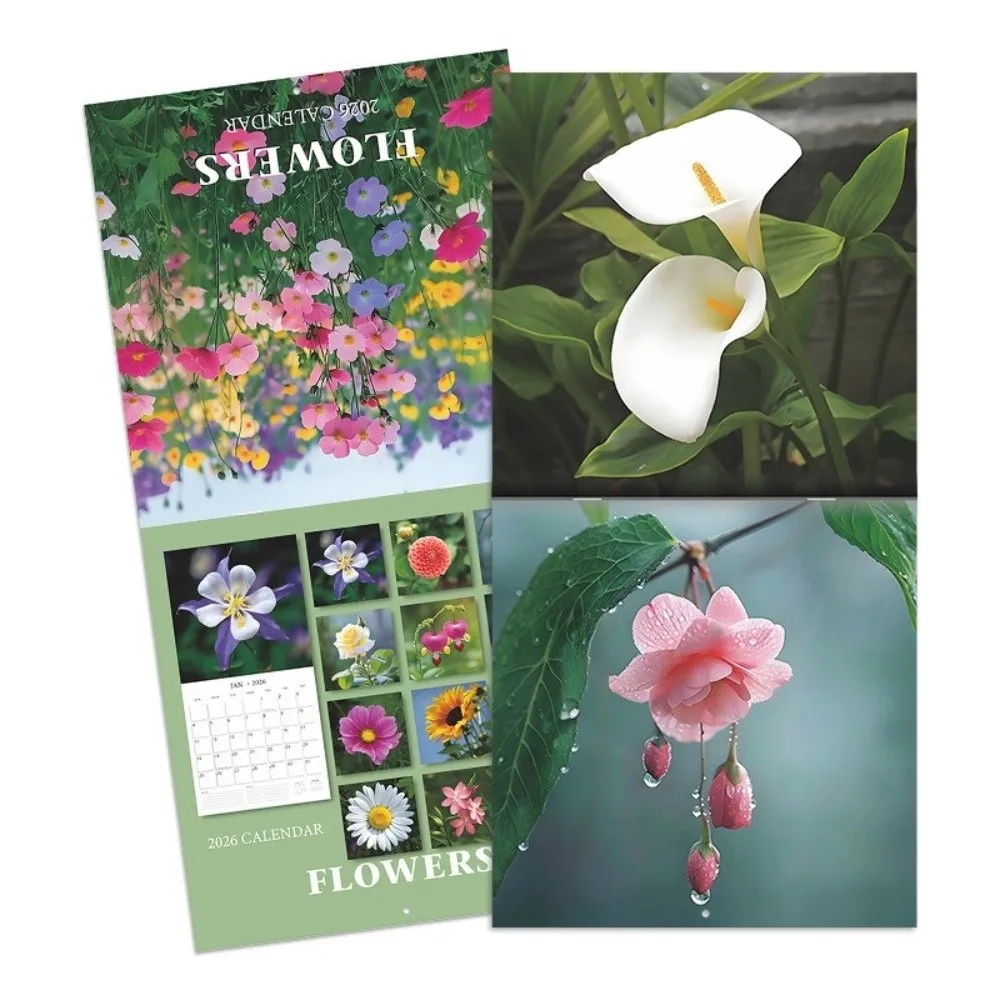 

Photography 12 Month Flowers Themed Wall Calendar Thick Paper Decorative 2026 Calendar Wall Hanging Planner Calendar Home Decor