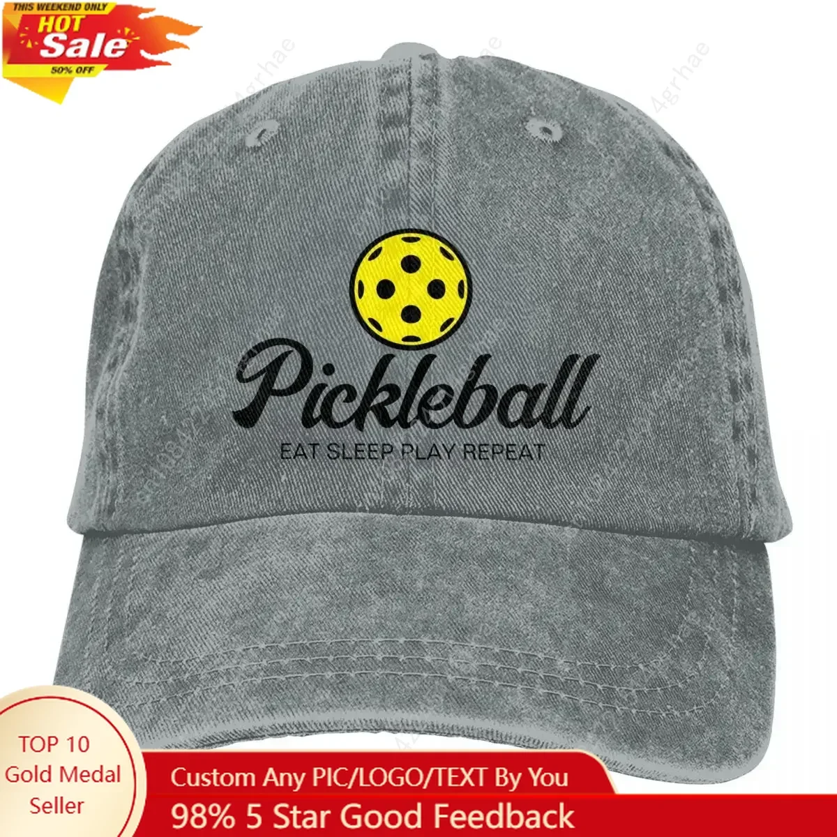 

Pickleball Lover Enthusiasts Baseball Cap Merch Fashion Distressed Denim Racket Paddle Sport Headwear Men Summer Hats Cap