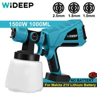 18V 1500W Electric Cordless Spray Gun High Power HVLP Paint Sprayer Auto Furniture Steel Coating Airbrush For Makita 18V Battery