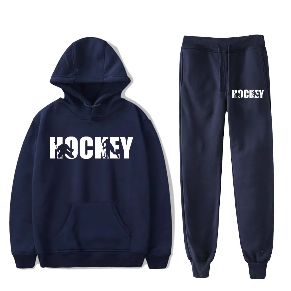 Ice Hockey Hooded Two Piece Set Hockey Player Sweatshirt  Men/ Women's Set hockey lover Pullover