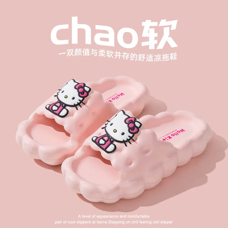 Sanrio Hello Kitty Cinnamoroll Anime Slippers Kuromi Women Indoor Slippers Comzy Anti-Slip House Flat Slipper Couples Slides