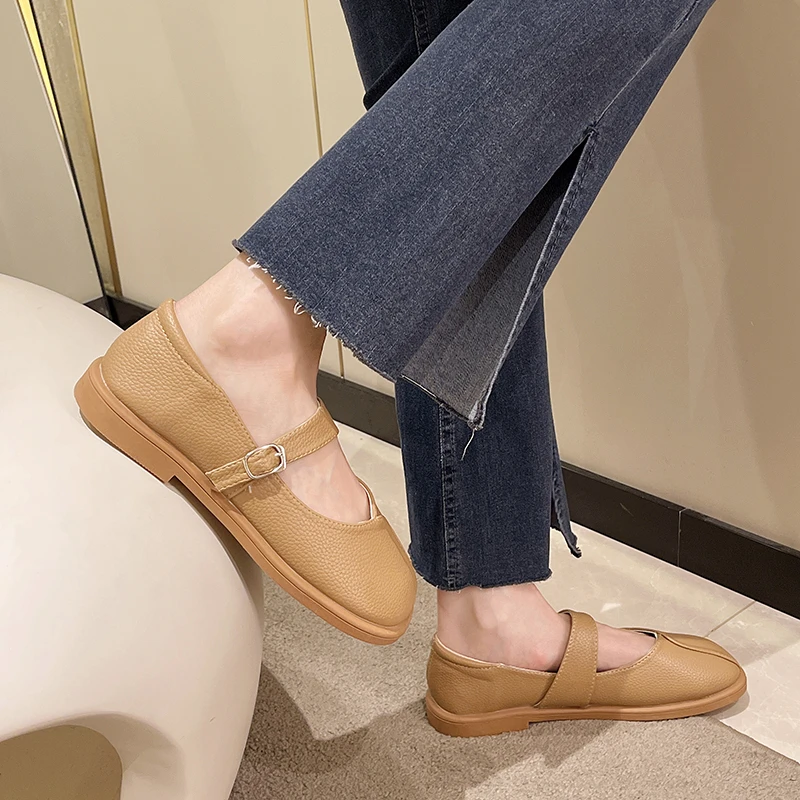 Women\'s Flats 2022 Spring and Autumn Ladies Flat Shoes of  Women Soft Comfortable Square Toe  Leisure Shoes Retro Buckle  Shoes