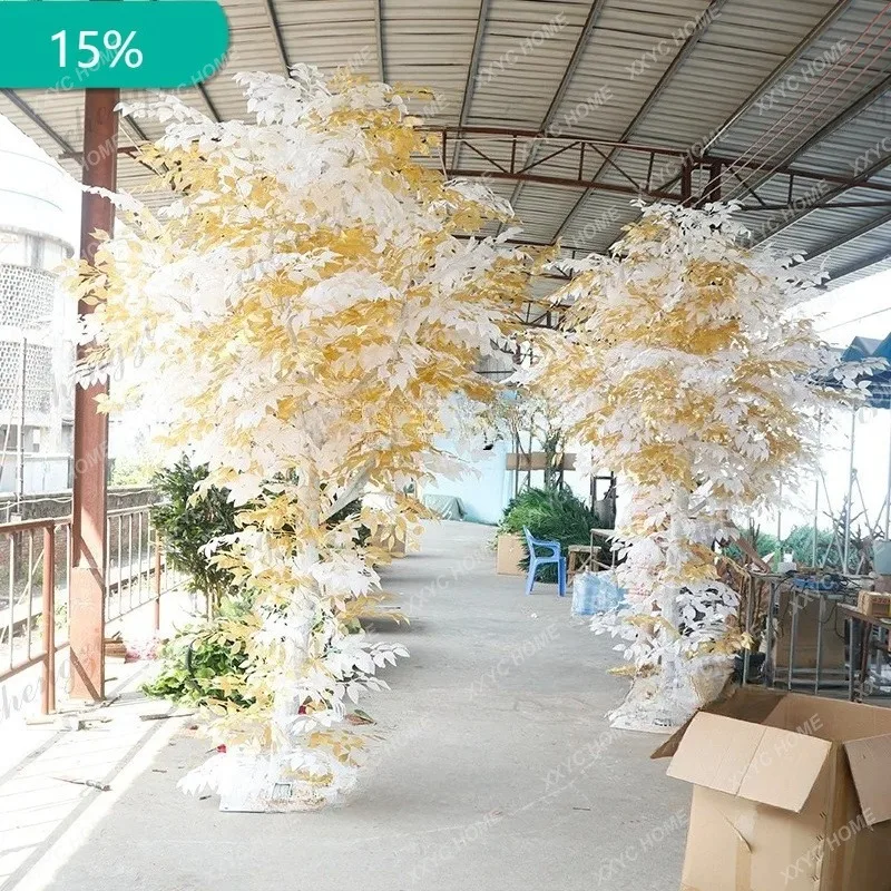 XXsimulated banyan tree indoor and outdoor big tree simulation two-color real wooden pole fake banyan tree
